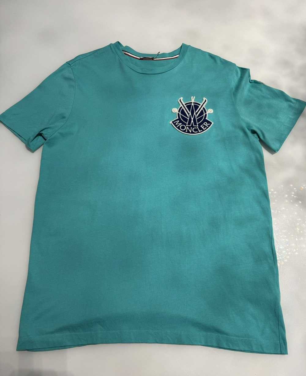Moncler Moncler Stitched Logo Patch T Shirt Blue … - image 1