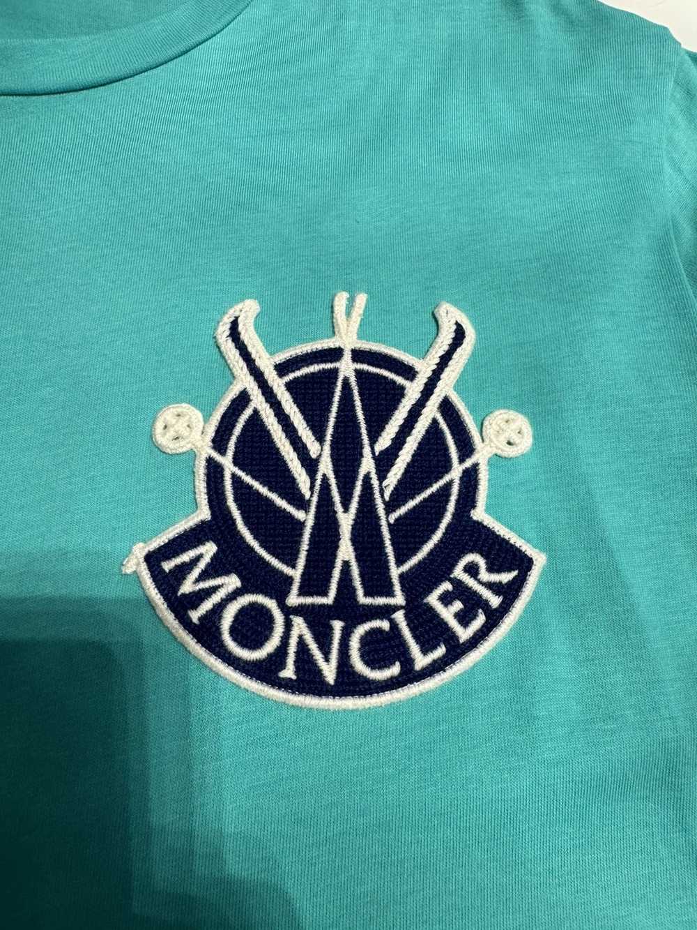 Moncler Moncler Stitched Logo Patch T Shirt Blue … - image 2