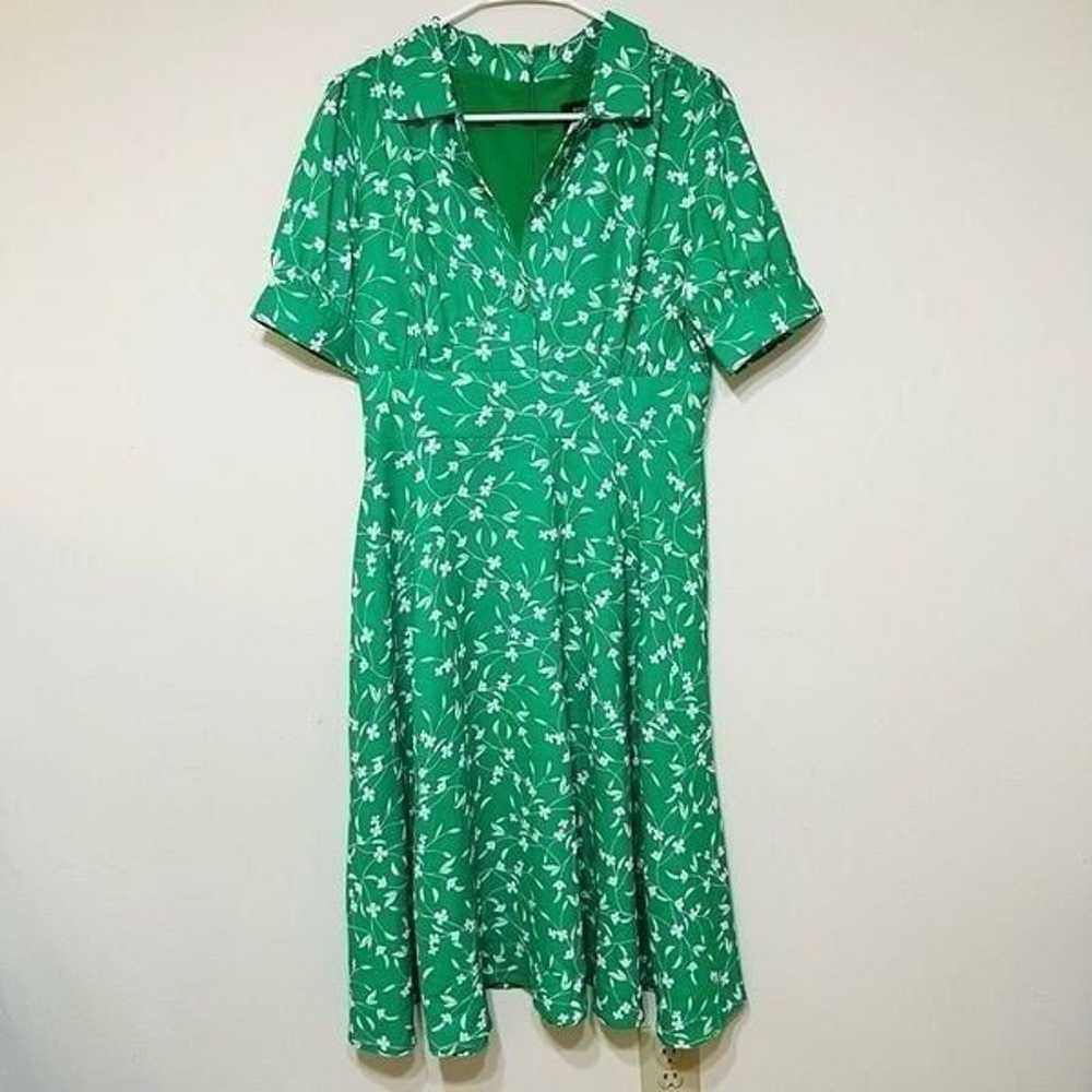Alexia Admor Green Floral Fit & Flare Dress 10 Wo… - image 1