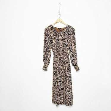 J. CREW Carly Long sleeve pleated dress leopard AK