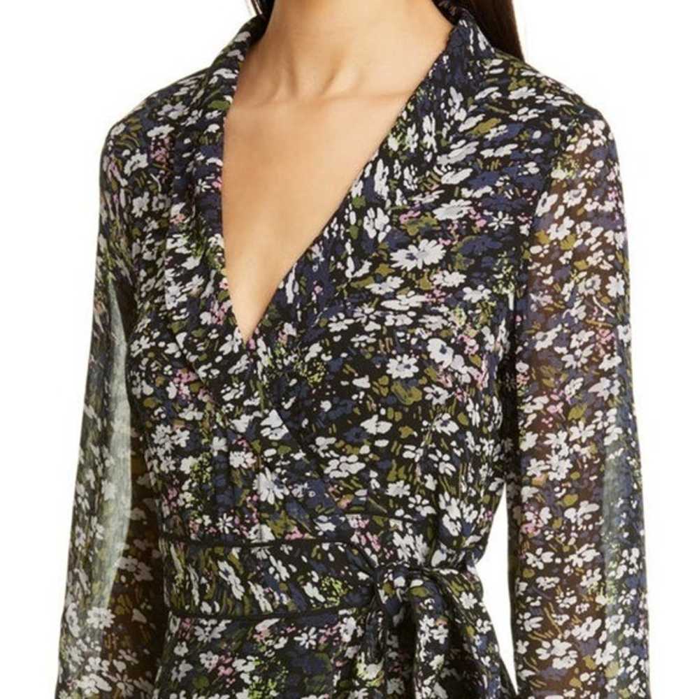 GANNI Floral Georgette Wrap Midi Dress Size 2 - image 2
