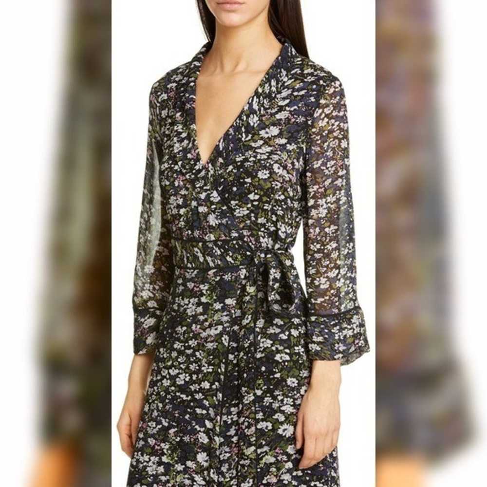 GANNI Floral Georgette Wrap Midi Dress Size 2 - image 3