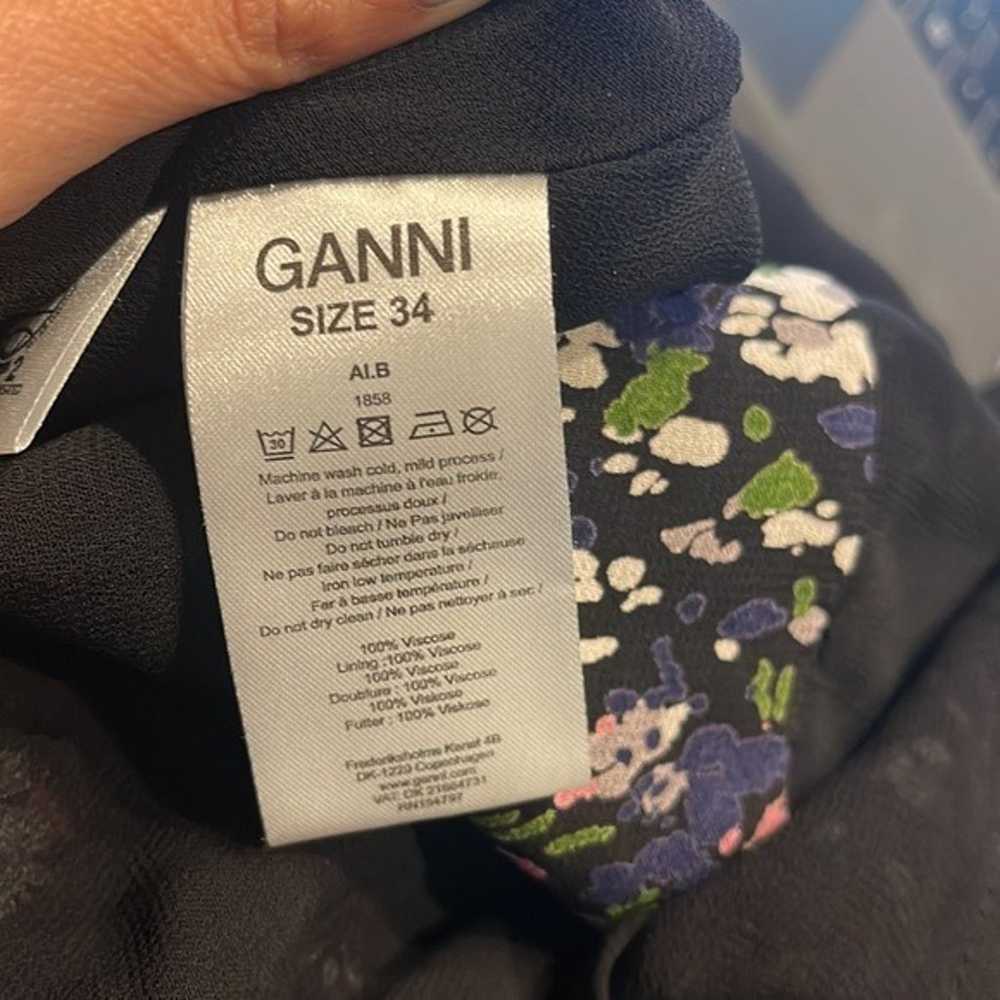 GANNI Floral Georgette Wrap Midi Dress Size 2 - image 4