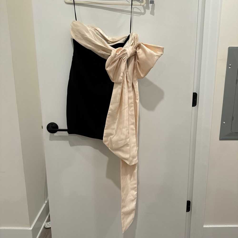 house of cb JANA Black & Ivory Bow Mini Dress - image 2