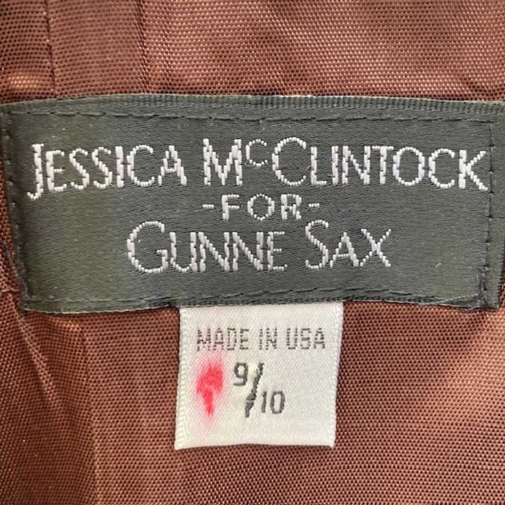 Jessica McClintock for Gunne Sax Brown & White Sa… - image 2