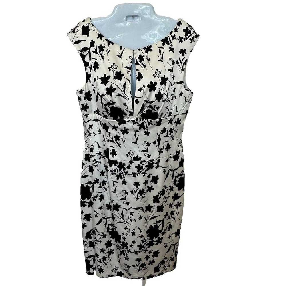 NWOT Kay Unger 12 Black White Floral Sheath Dress… - image 3