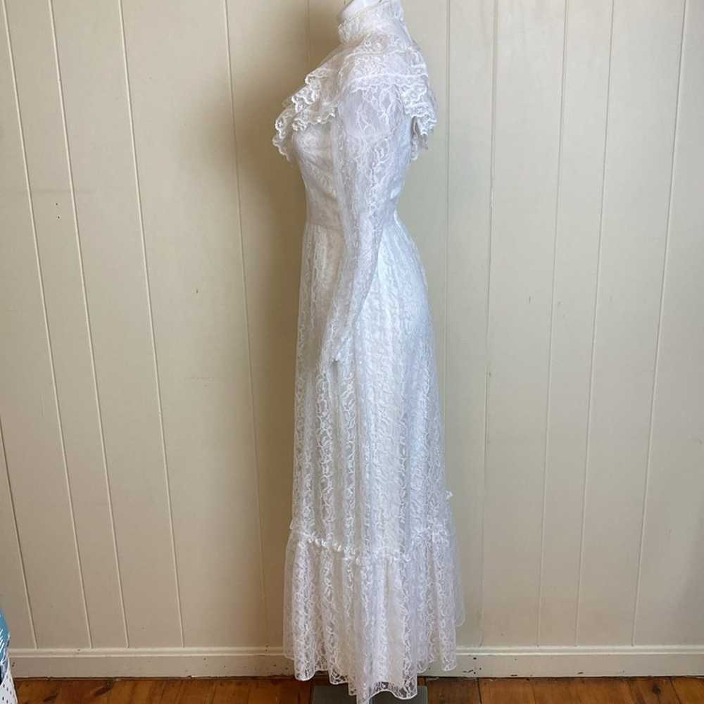 Vintage Boho Prairie Ruffle Lace Wedding Dress Si… - image 4