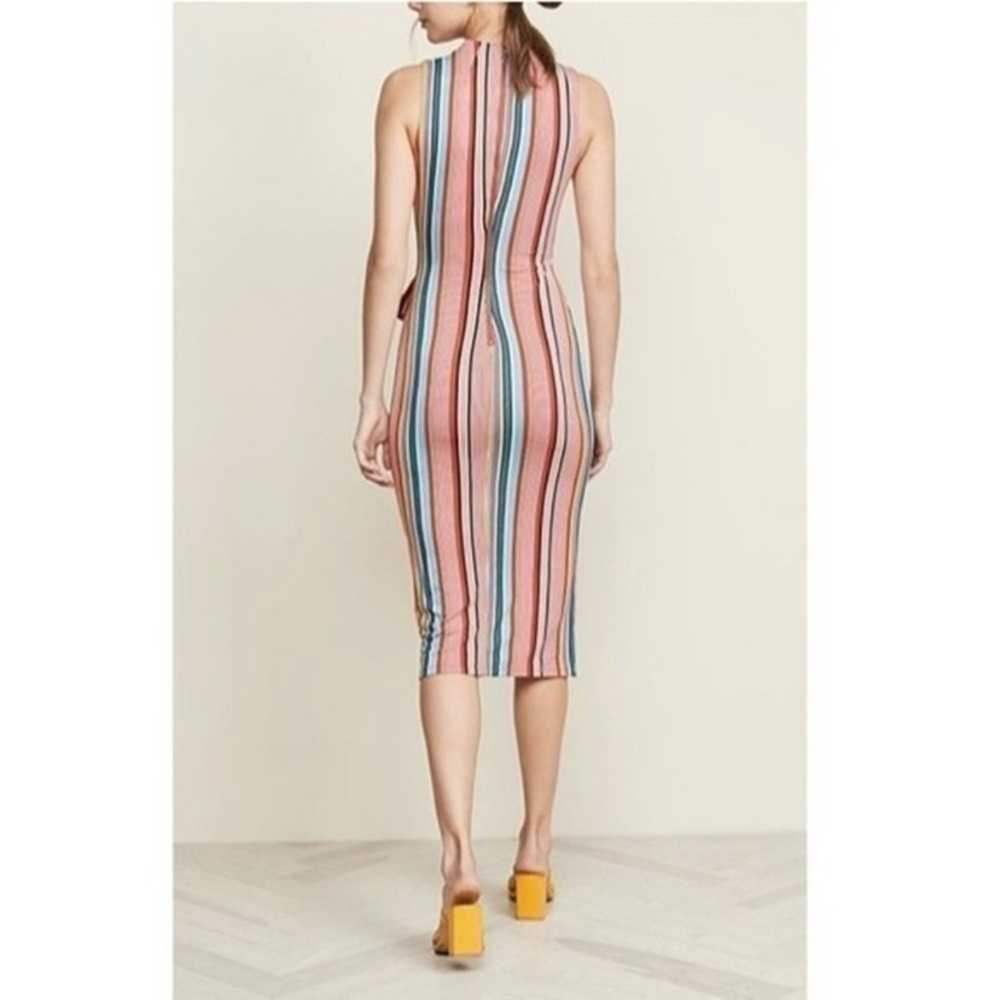 Alice + Olivia Multicolor Stripe Fitted Midi Dress - image 2