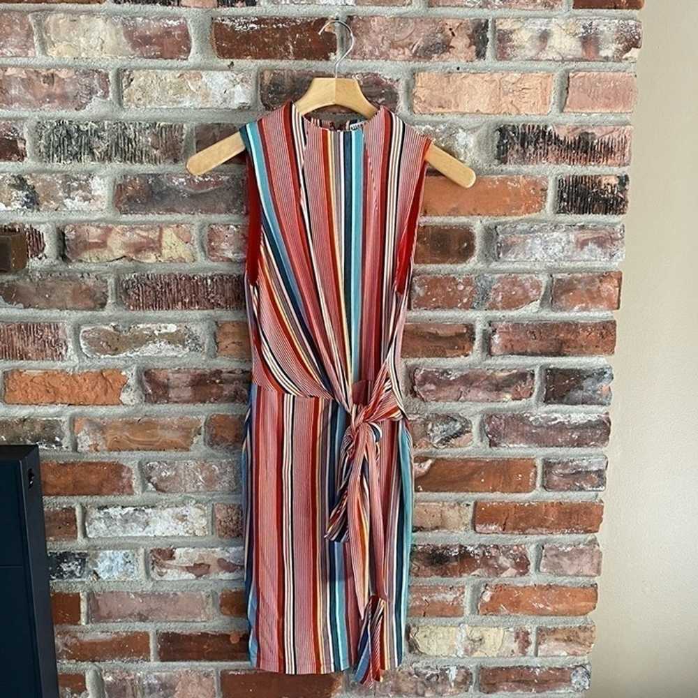 Alice + Olivia Multicolor Stripe Fitted Midi Dress - image 3