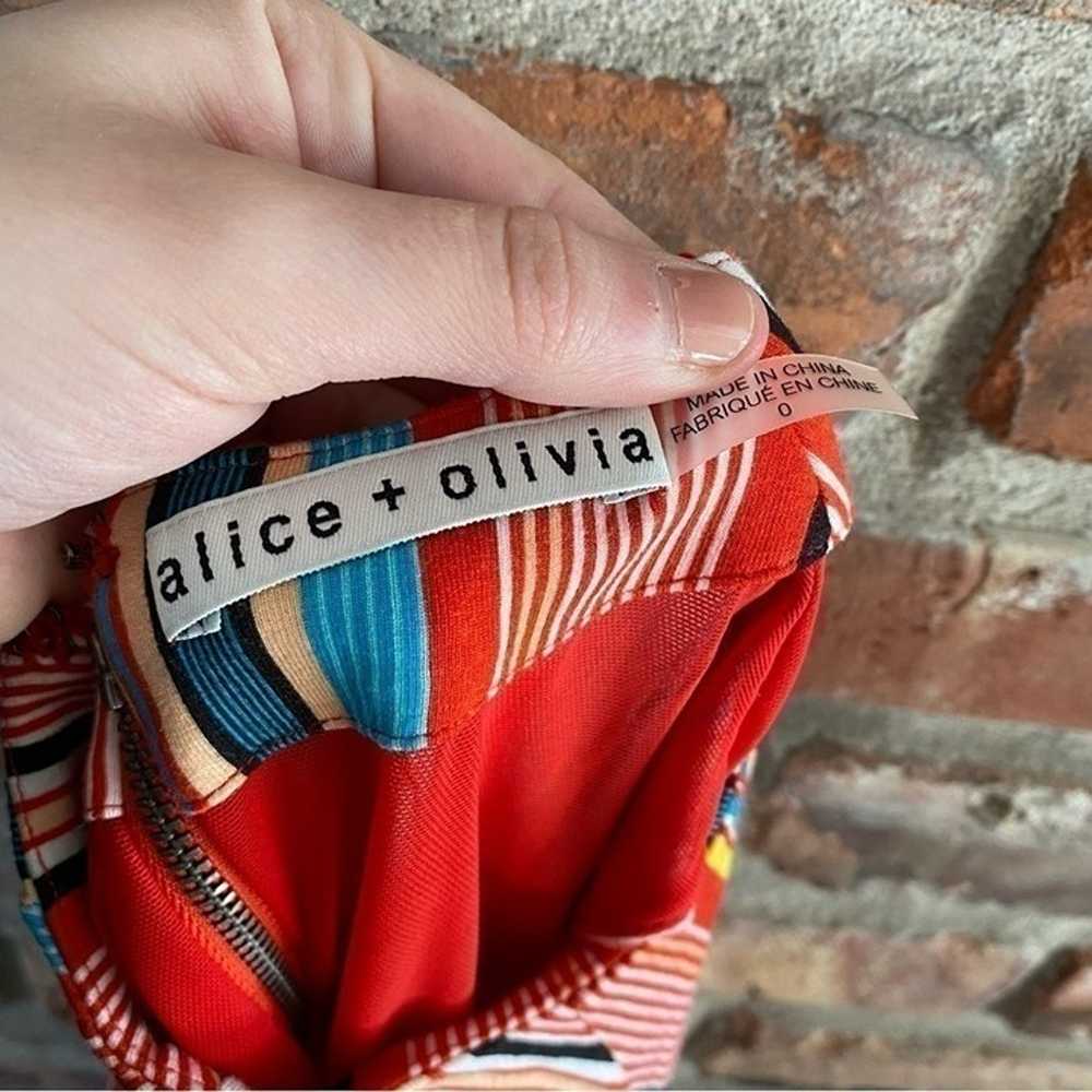 Alice + Olivia Multicolor Stripe Fitted Midi Dress - image 5