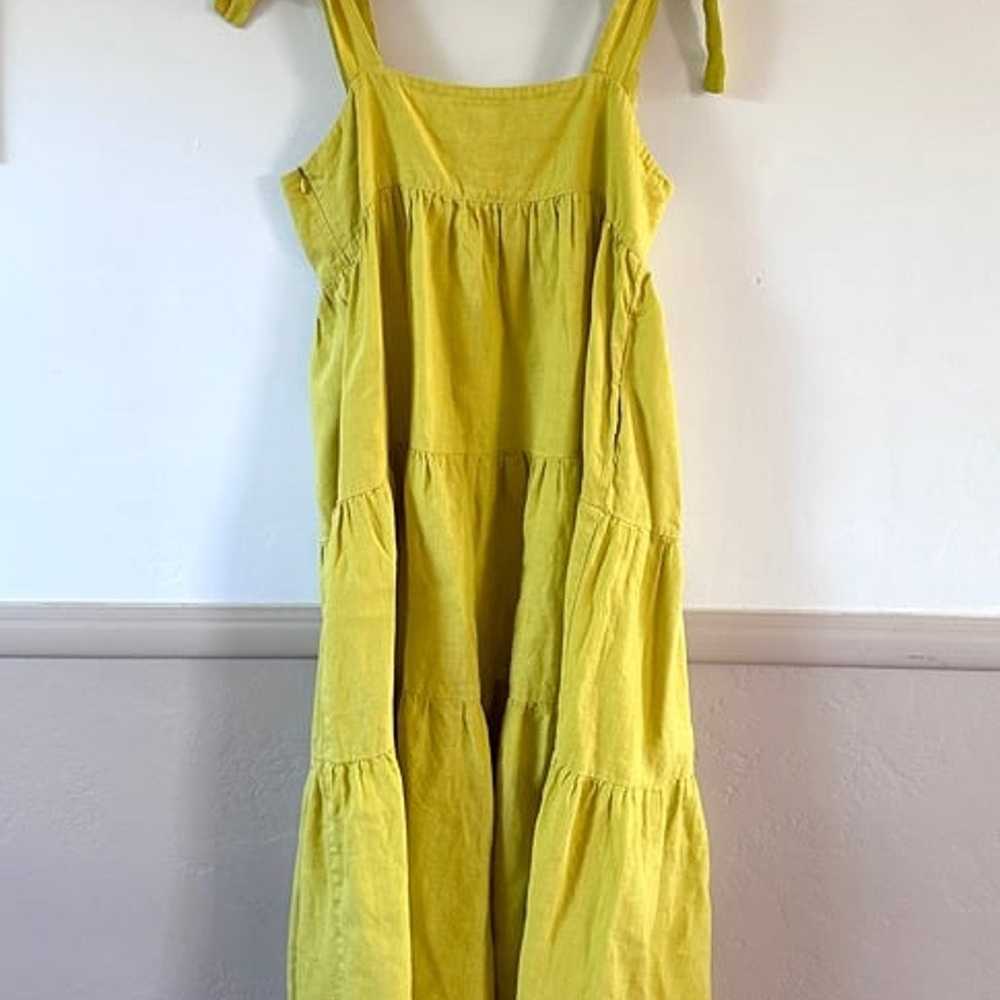 Sundress Yellow 100% Linen Tie Strap  Maxi Dress … - image 11