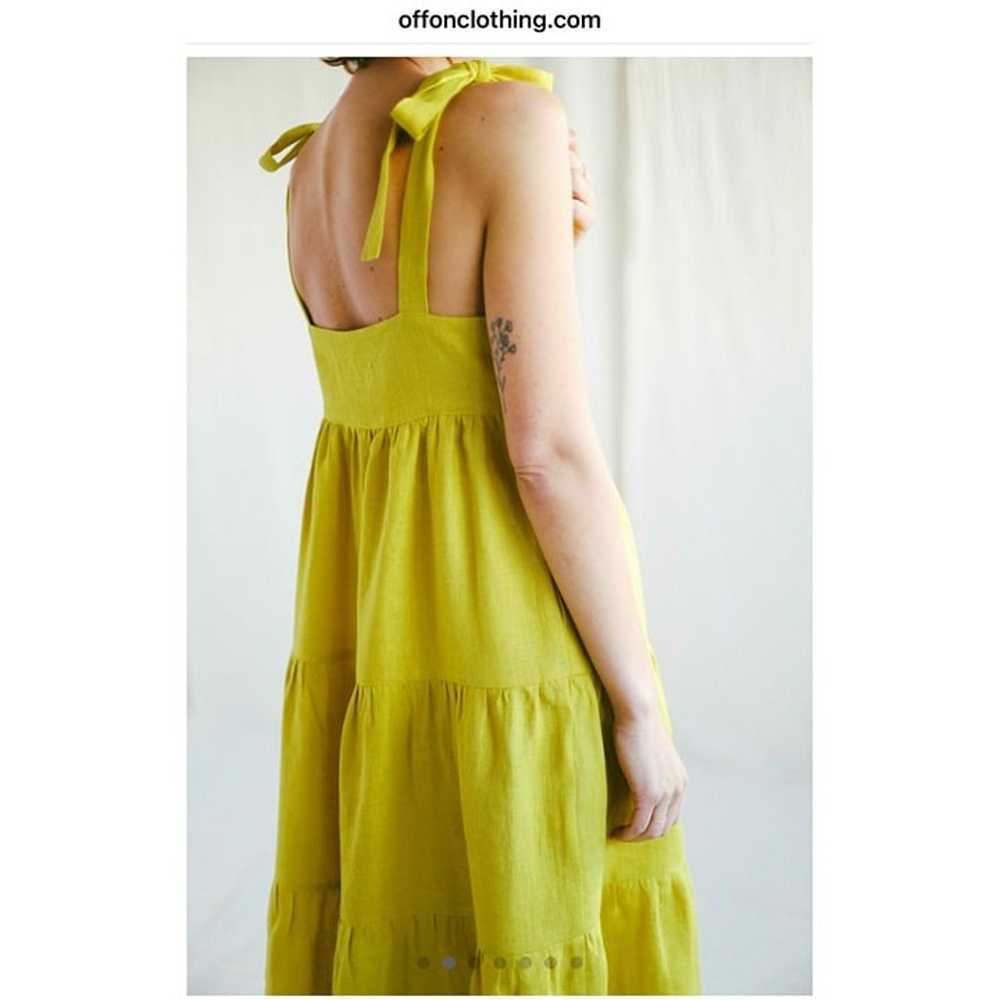 Sundress Yellow 100% Linen Tie Strap  Maxi Dress … - image 3