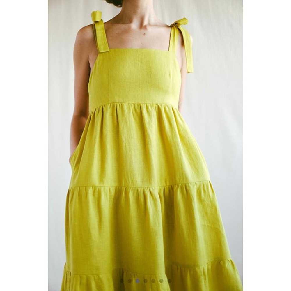 Sundress Yellow 100% Linen Tie Strap  Maxi Dress … - image 4