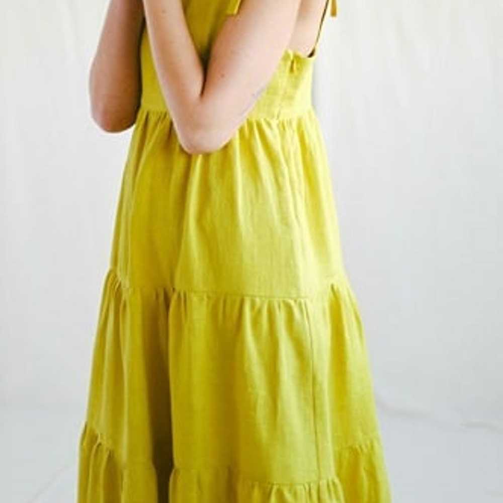 Sundress Yellow 100% Linen Tie Strap  Maxi Dress … - image 5