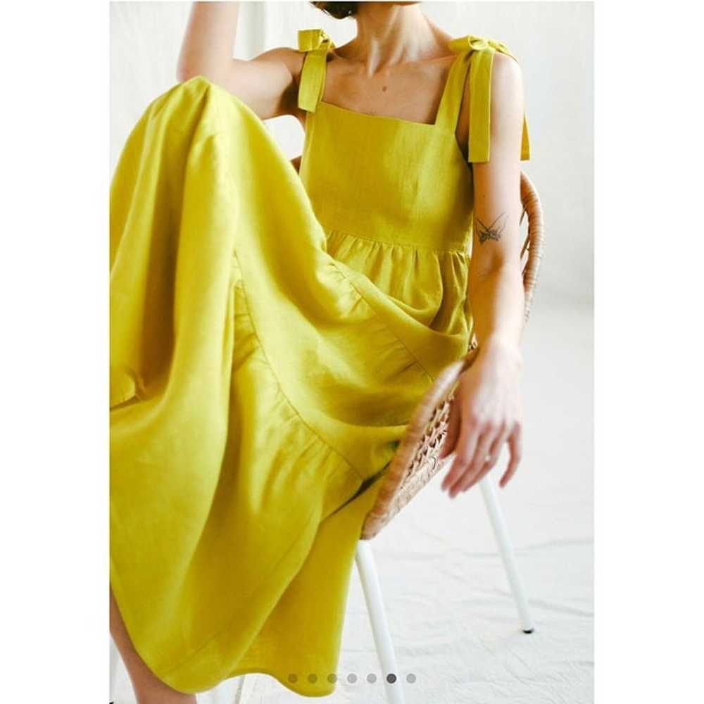 Sundress Yellow 100% Linen Tie Strap  Maxi Dress … - image 6