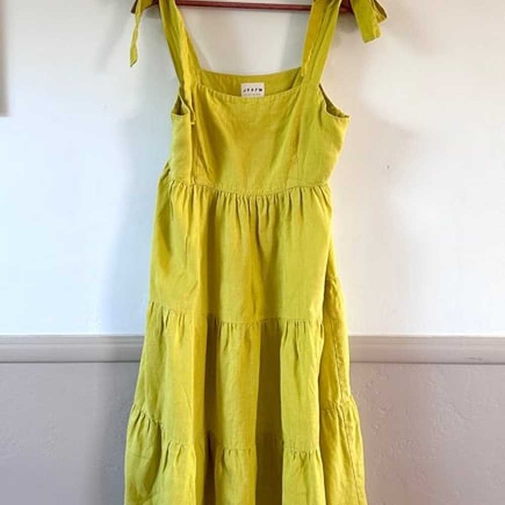 Sundress Yellow 100% Linen Tie Strap  Maxi Dress … - image 8