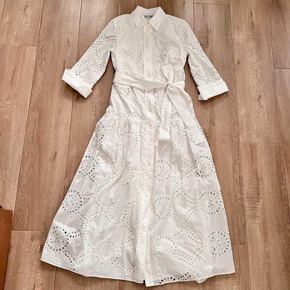 Zara Eyelet Maxi Dress Embroidered Lace 3/4 Sleev… - image 2