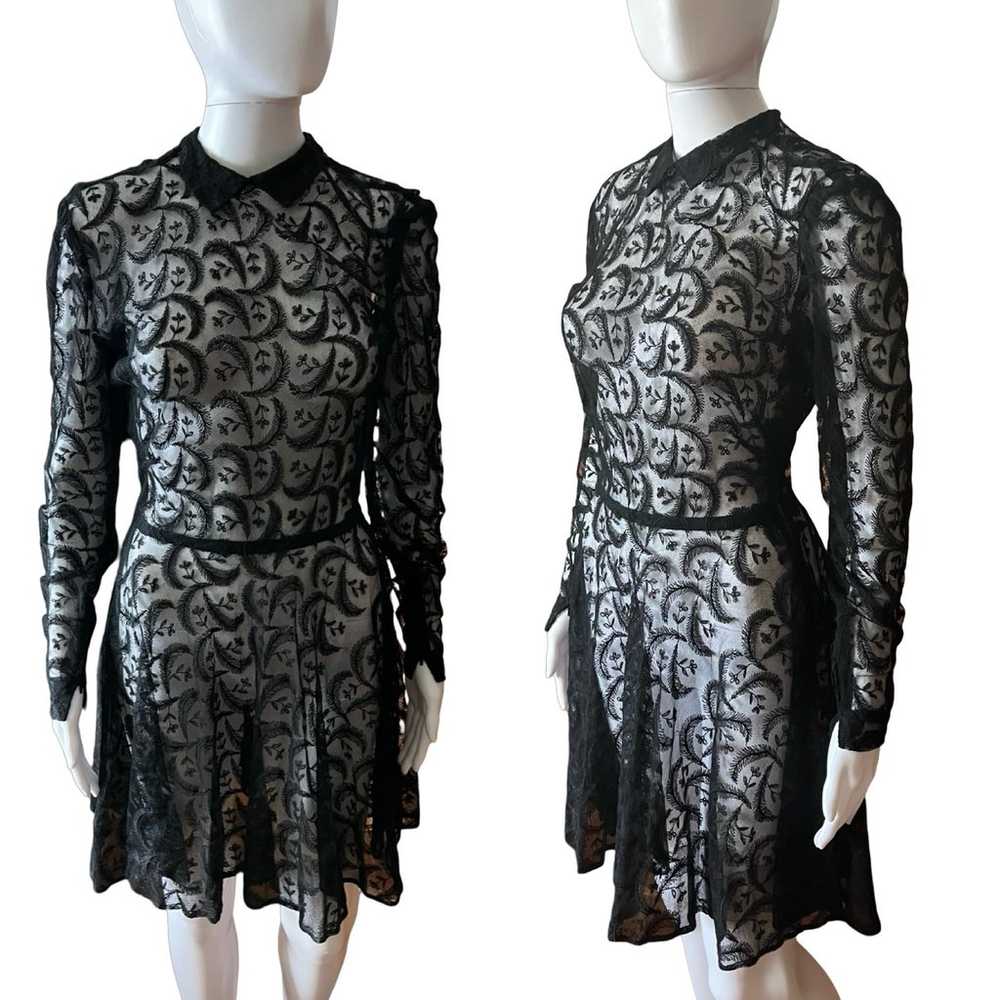 Vintage 1940s black lace sexy collar fit and flar… - image 3