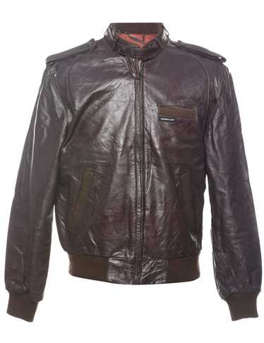 Members Only Dark Brown Leather Jacket - M - image 1