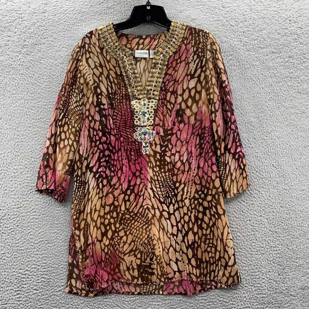 Vintage CHICOS Blouse Womens Size 0 Small Top 3/4… - image 1