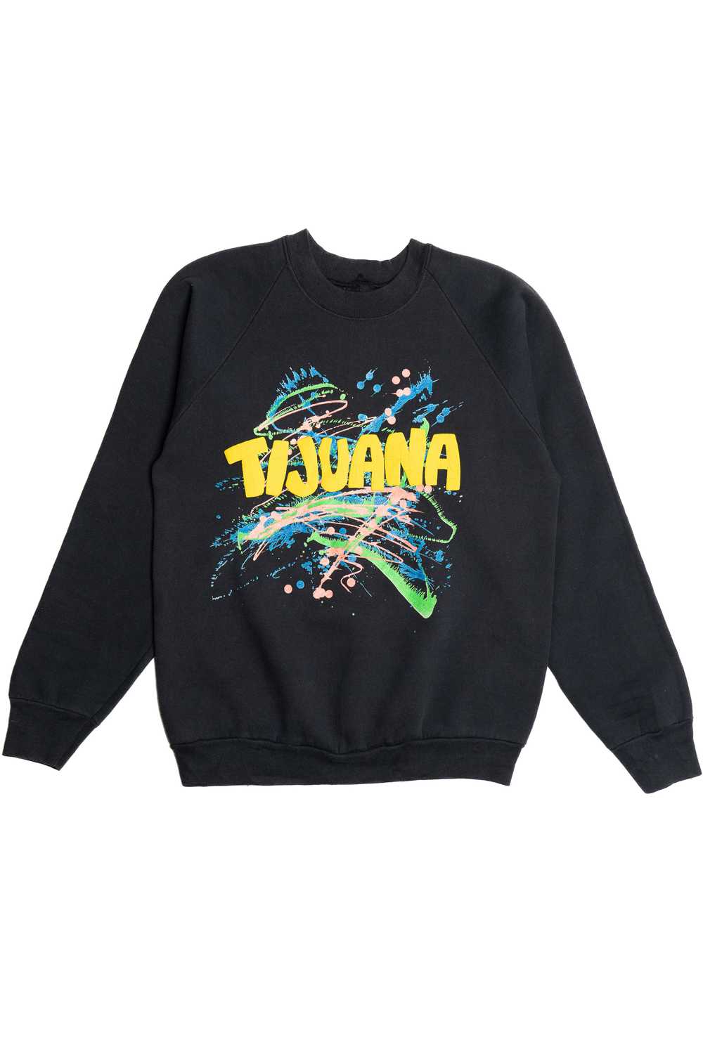 Vintage "Tijuana" Embossed Paint Splatter Sweatsh… - image 1