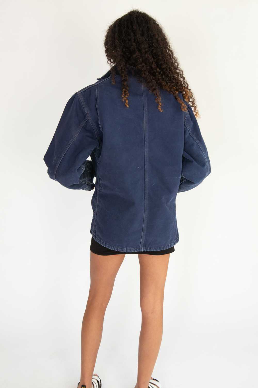 Vintage Distressed Blue Carhartt Chore Coat (1990… - image 5