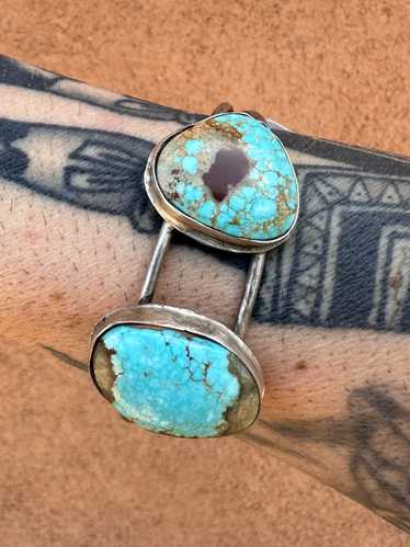 Double Turquoise & Sterling Silver Cuff