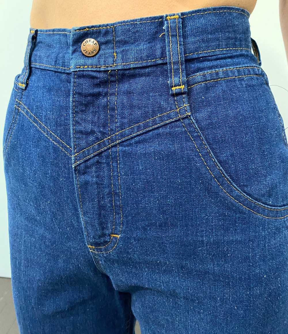 70s womens jeans / 1970s dark wash denim womens j… - image 2