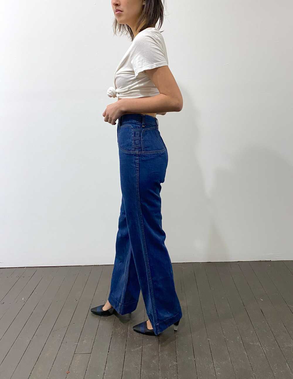 70s womens jeans / 1970s dark wash denim womens j… - image 3