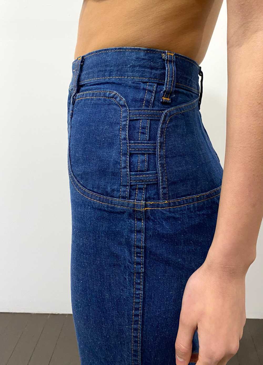 70s womens jeans / 1970s dark wash denim womens j… - image 4