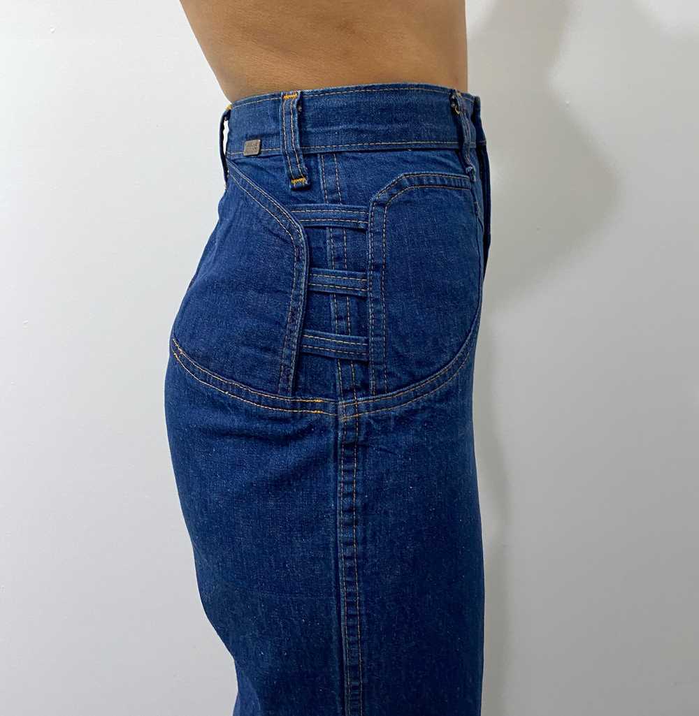 70s womens jeans / 1970s dark wash denim womens j… - image 7