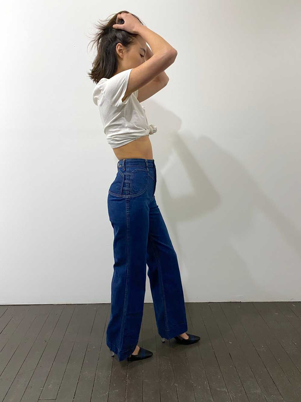 70s womens jeans / 1970s dark wash denim womens j… - image 8