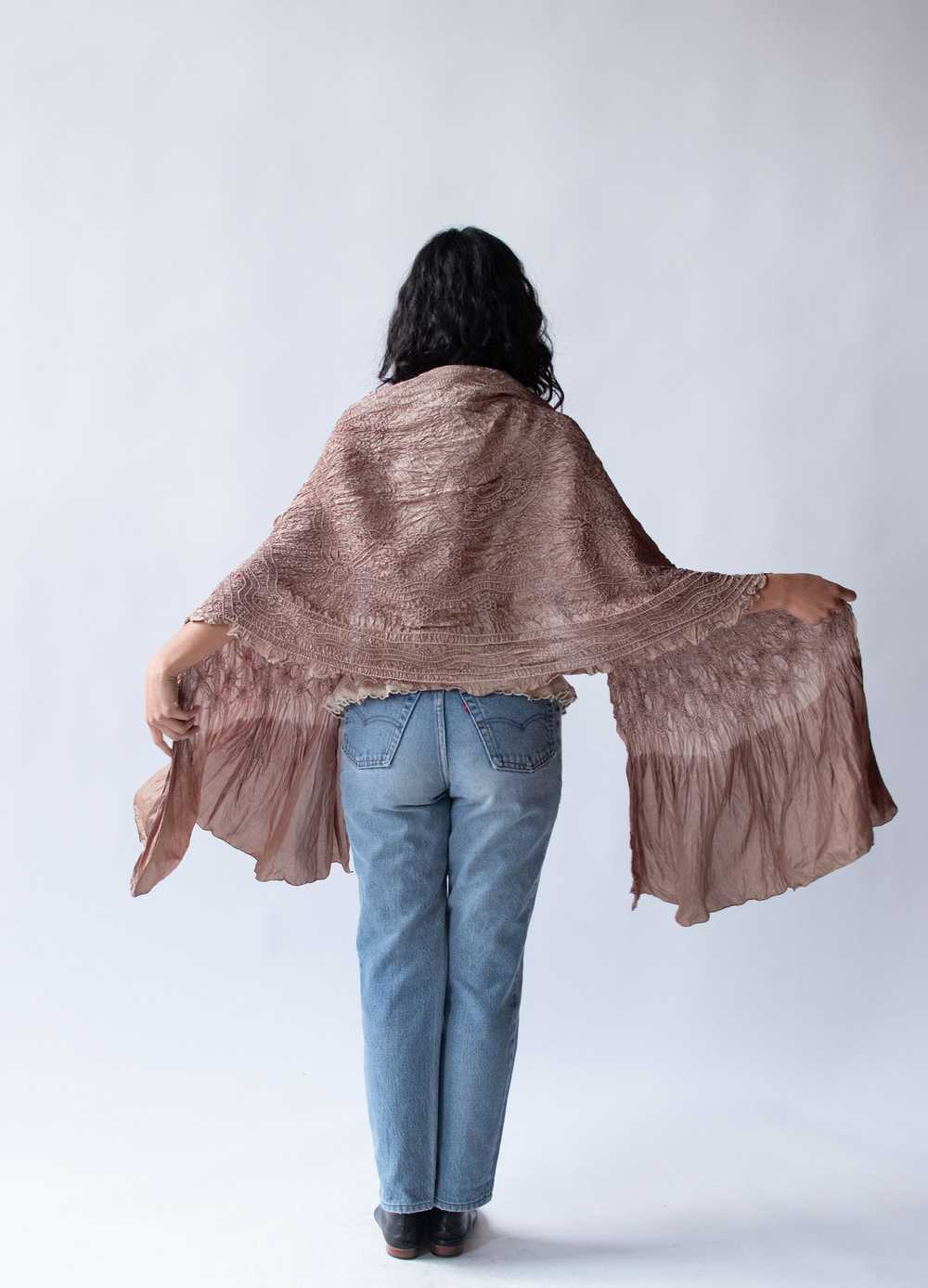 1990s Pleated Silk Shawl - image 2