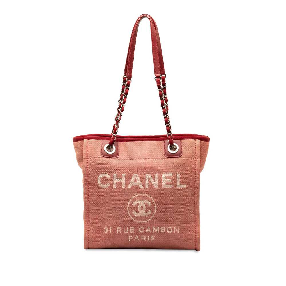 Product Details Chanel Red Mini Canvas Deauville … - image 1