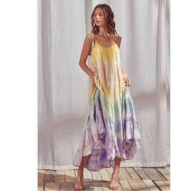 STORIA Maxi Dress Rainbow Tie Dye Spaghetti Strap… - image 1