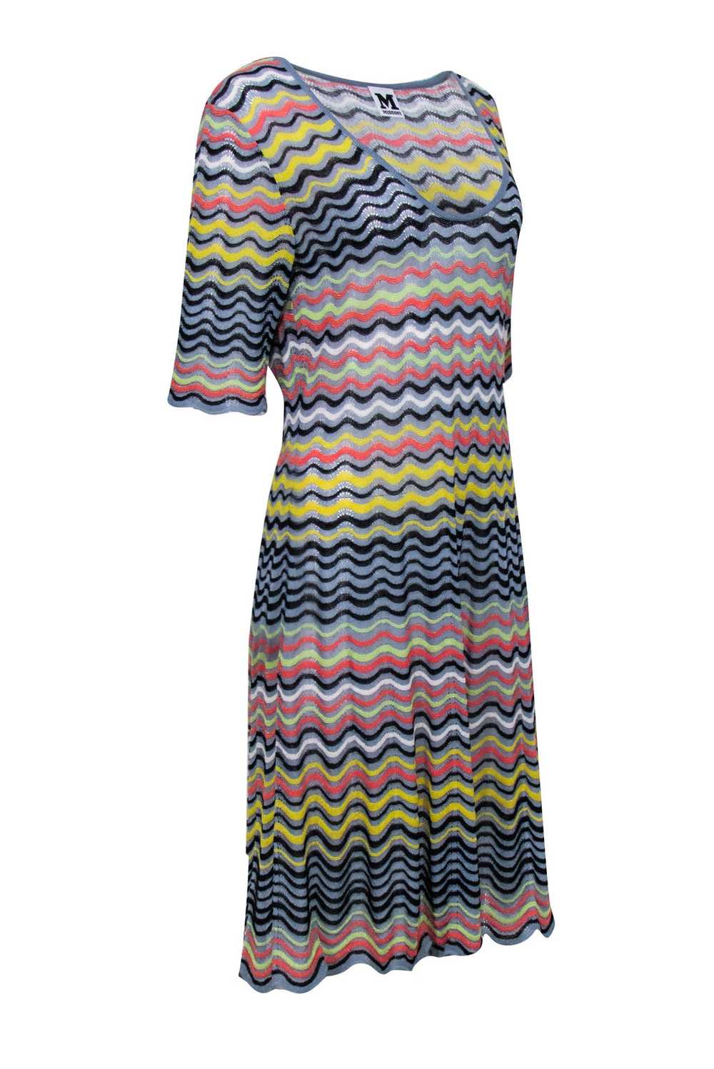 Missoni - Blue Knit Dress w/ Multicolor Metallic … - image 2