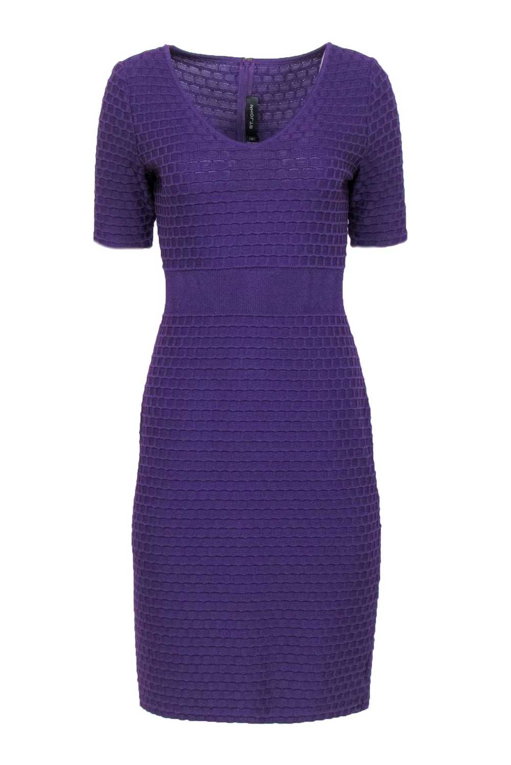 St. John - Purple Textured Knit Sheath Dress Sz 4 - image 1
