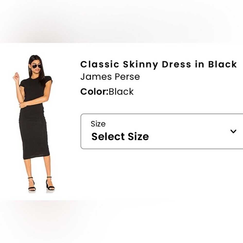 NWT James Perse Dress Skinny Sheath in Black Ruch… - image 11