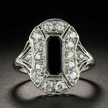 Art Deco Onyx and Diamond Dinner Ring - image 1