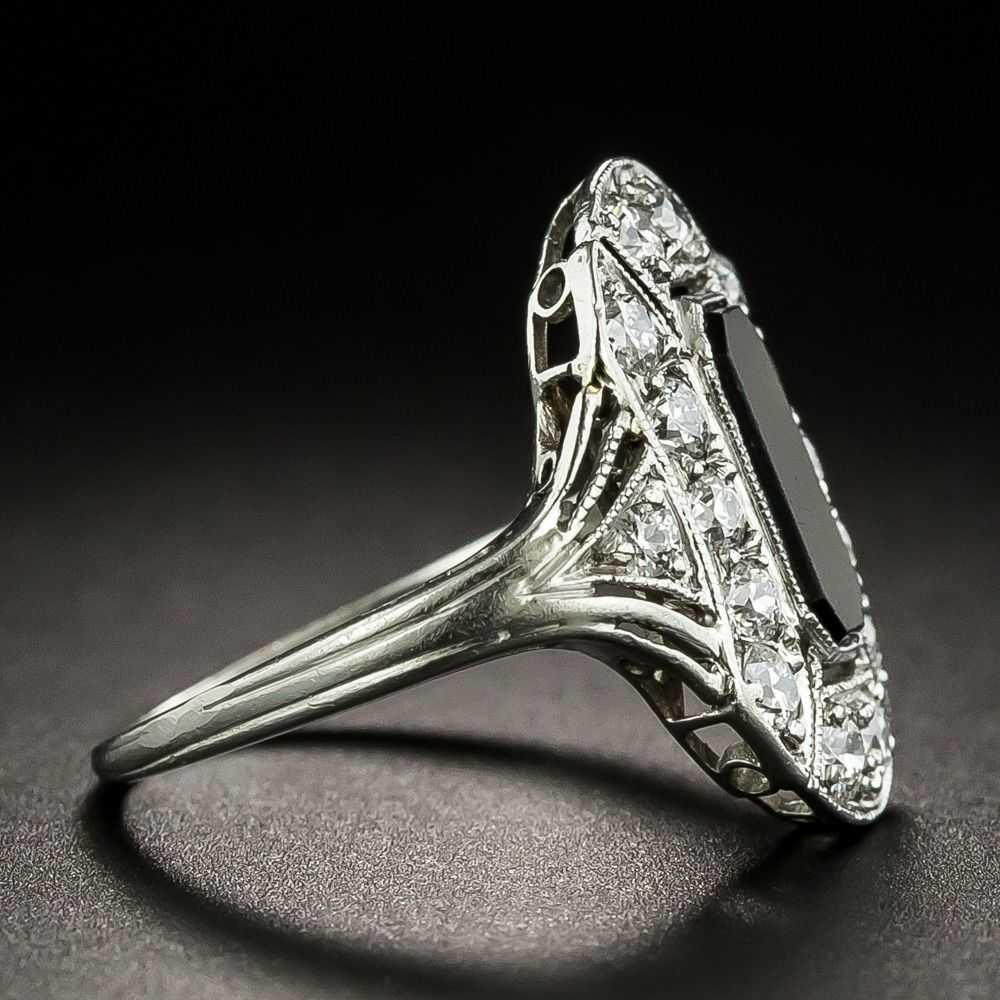 Art Deco Onyx and Diamond Dinner Ring - image 2