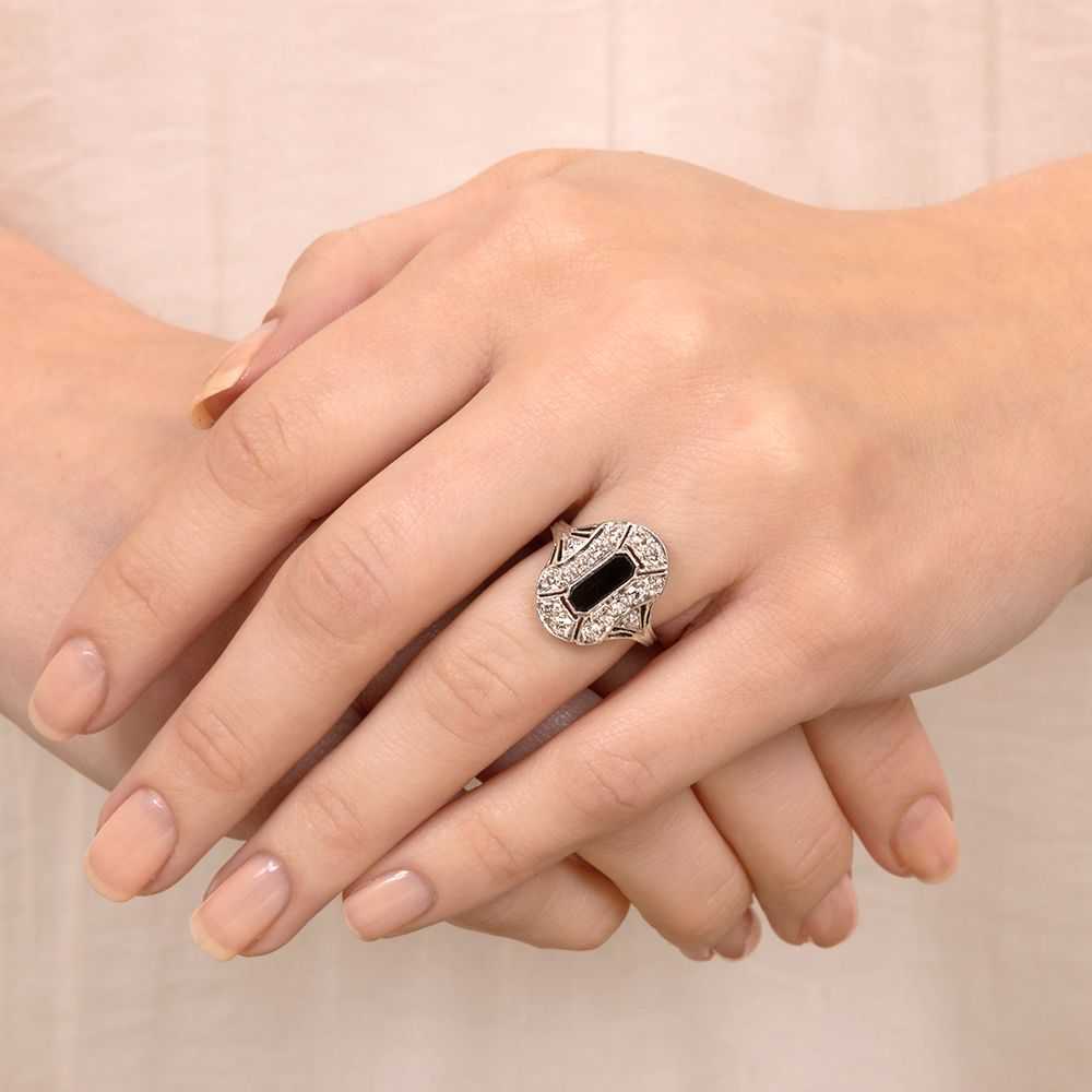 Art Deco Onyx and Diamond Dinner Ring - image 5