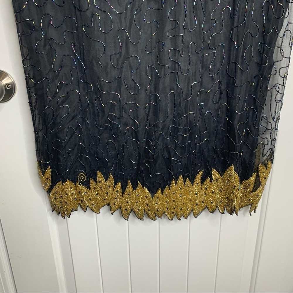 Vintage 80s silk embellished beaded sequin 2 piec… - image 11