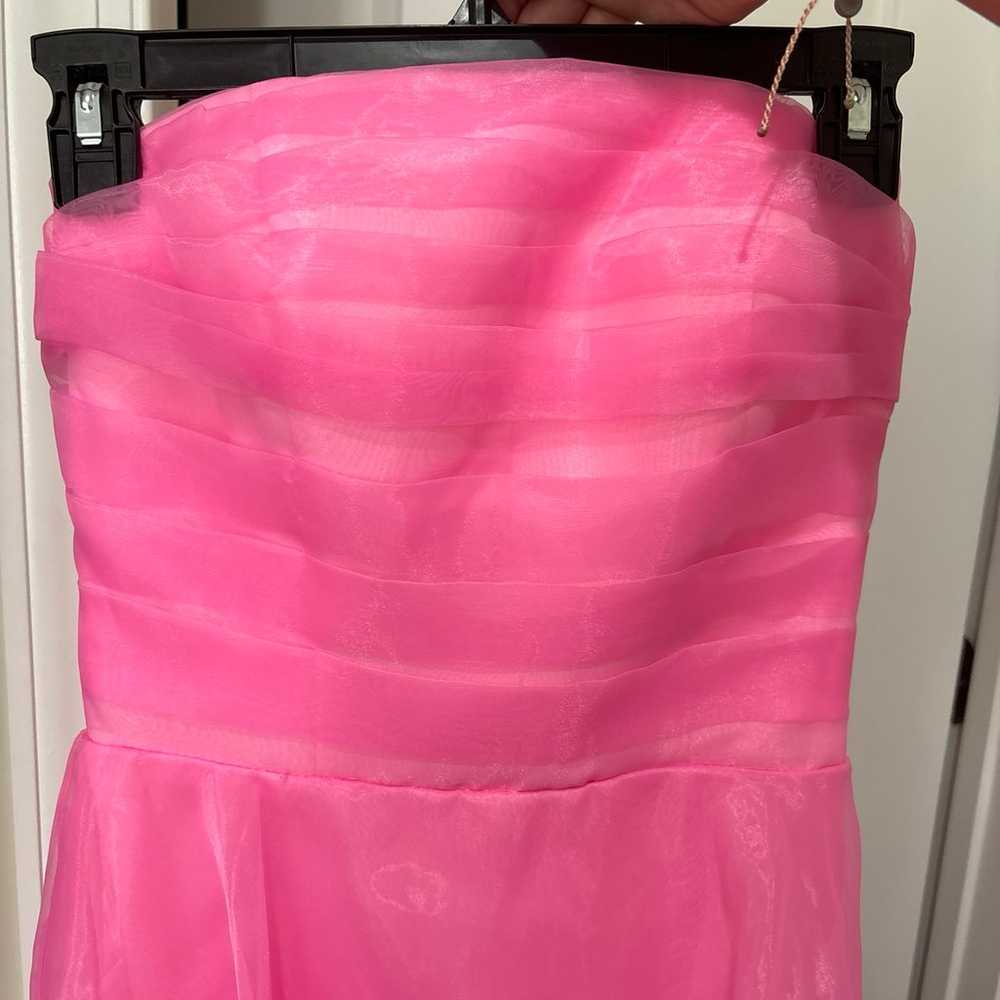 Pink strapless prom dress - image 3