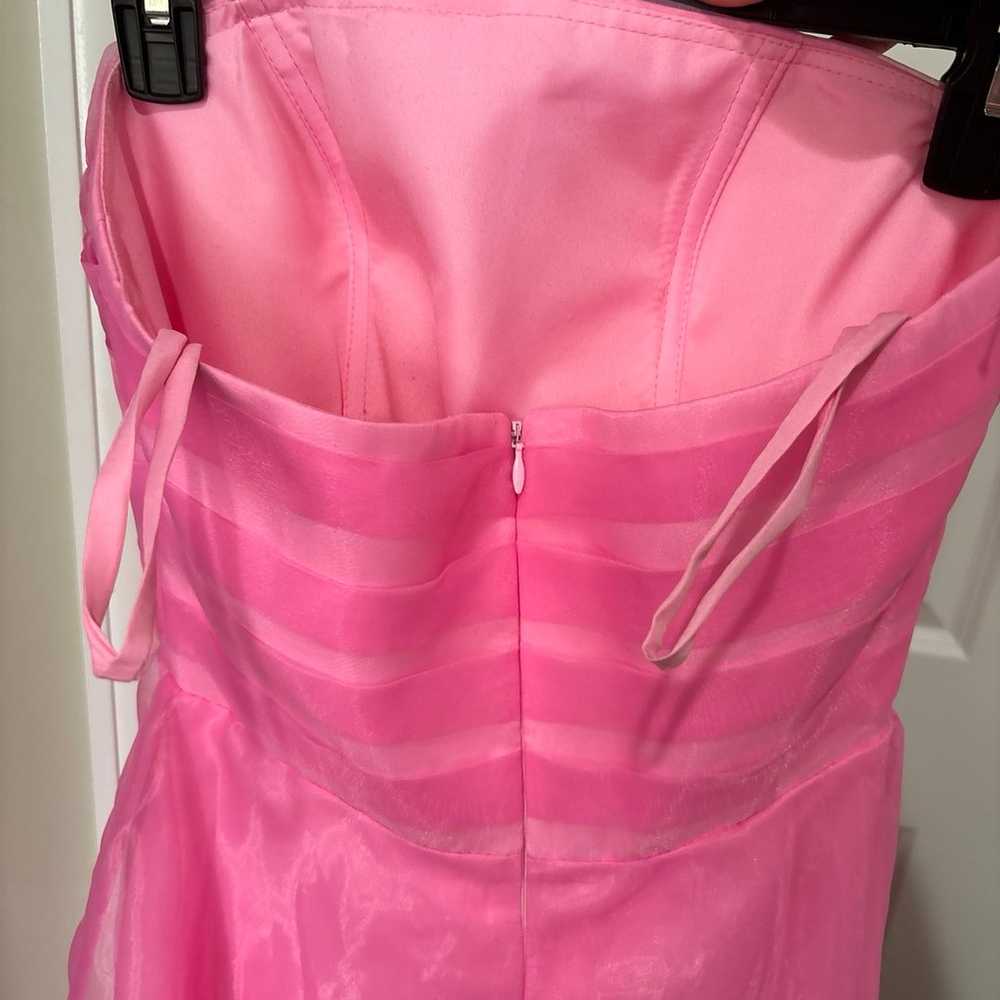 Pink strapless prom dress - image 4