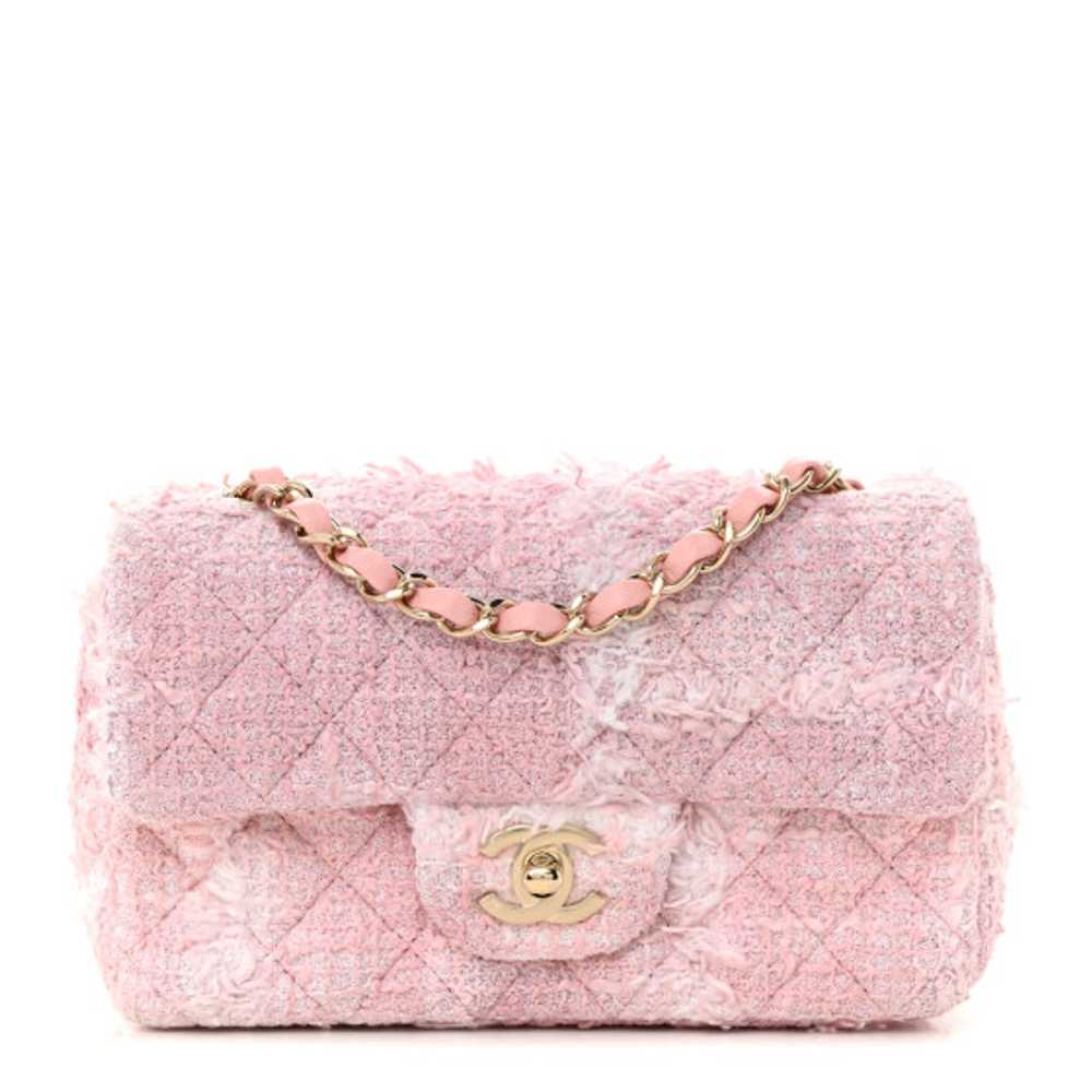 CHANEL Tweed Quilted Mini Rectangular Flap Light … - image 1