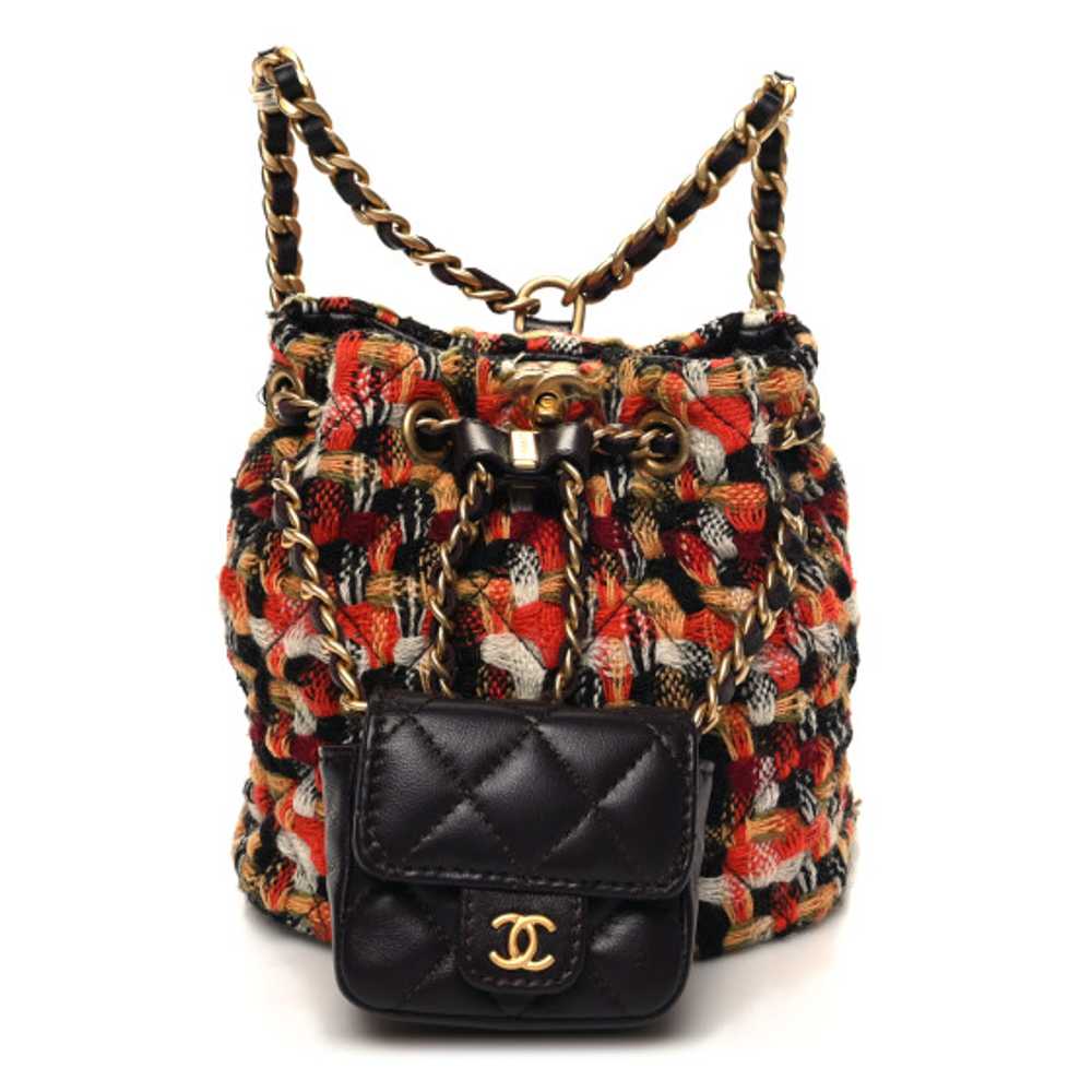 CHANEL Tweed Quilted Small CC Chain Bucket Backpa… - image 1