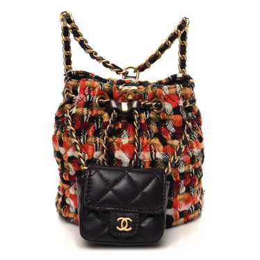 CHANEL Tweed Quilted Small CC Chain Bucket Backpa… - image 1