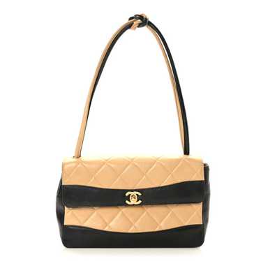CHANEL Lambskin Quilted Medium Single Flap Beige … - image 1