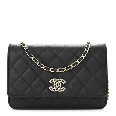 CHANEL Caviar Quilted Crystal CC Wallet On Chain … - image 1