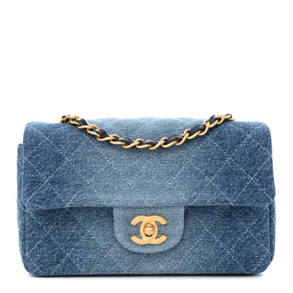 CHANEL Washed Denim Quilted Mini Rectangular Flap… - image 1